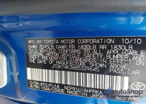 2011 Toyota Yaris z USA, uszkodzony, nr VIN JTDKT4K36B5329645